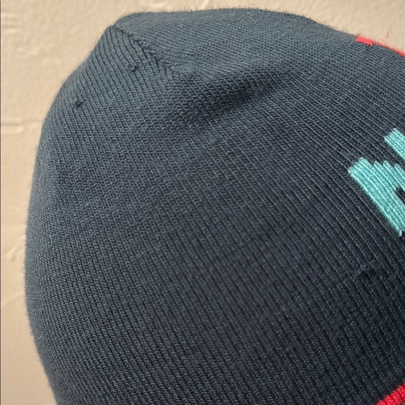 The North Face Navy Blue Knit Beanie with Bold Logo Design - Picture 4 of 7